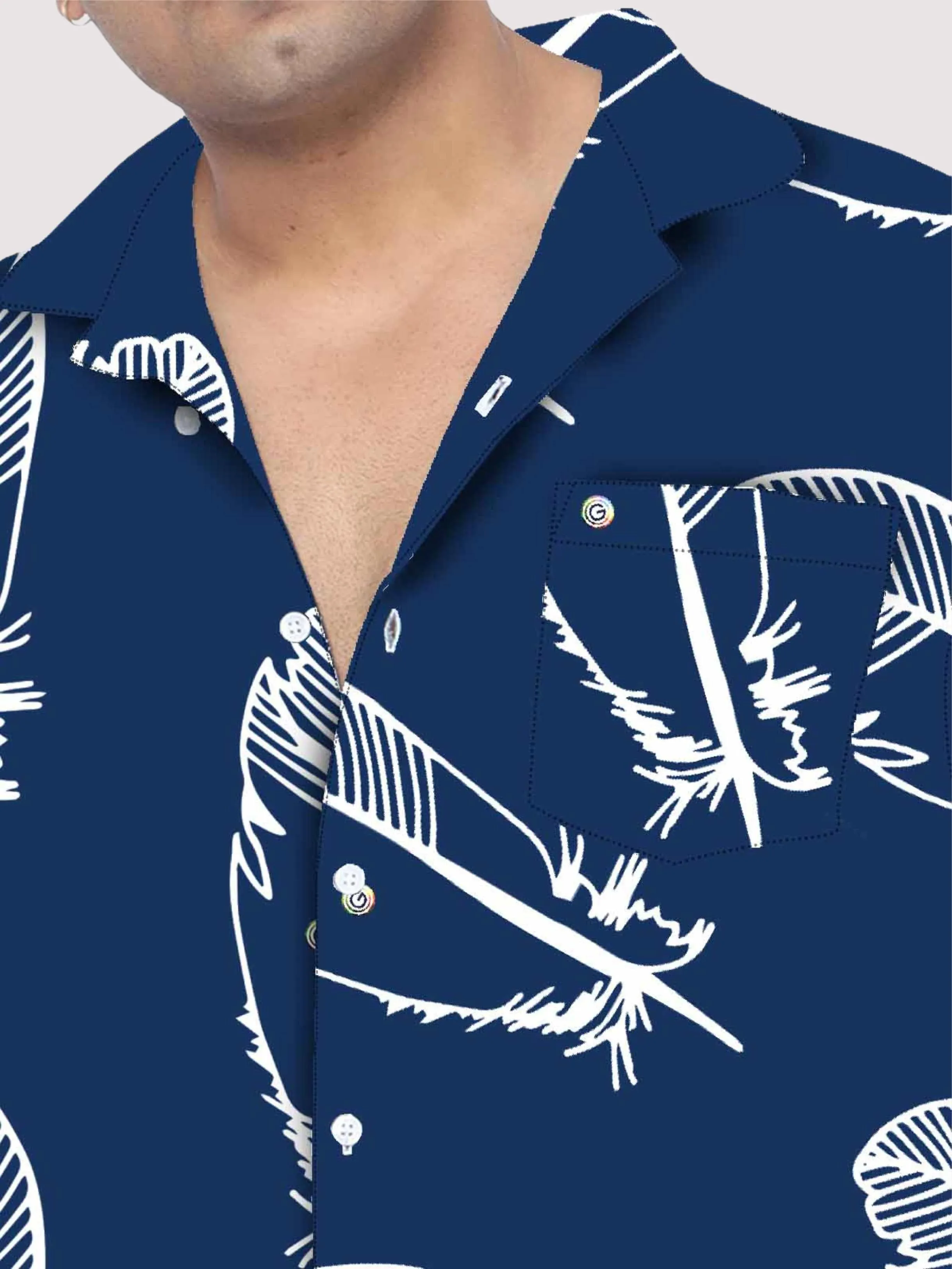 Abstract Blue Feather Plus Size Men's Co-ord