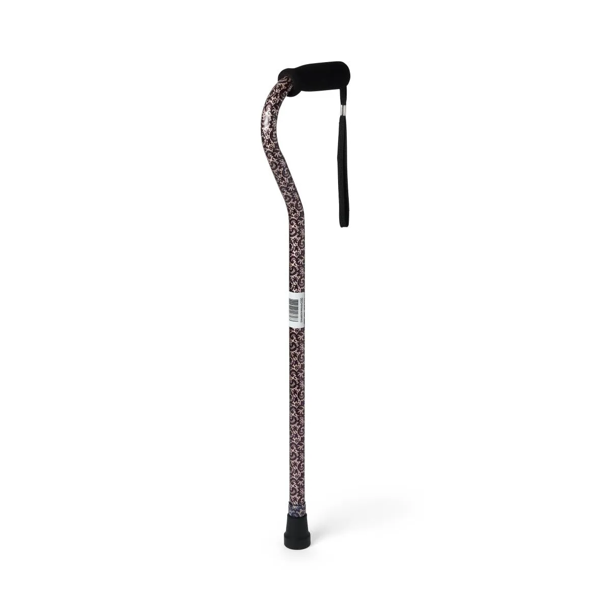 Aluminum Fashion Cane with Offset Handle, Black Paisley