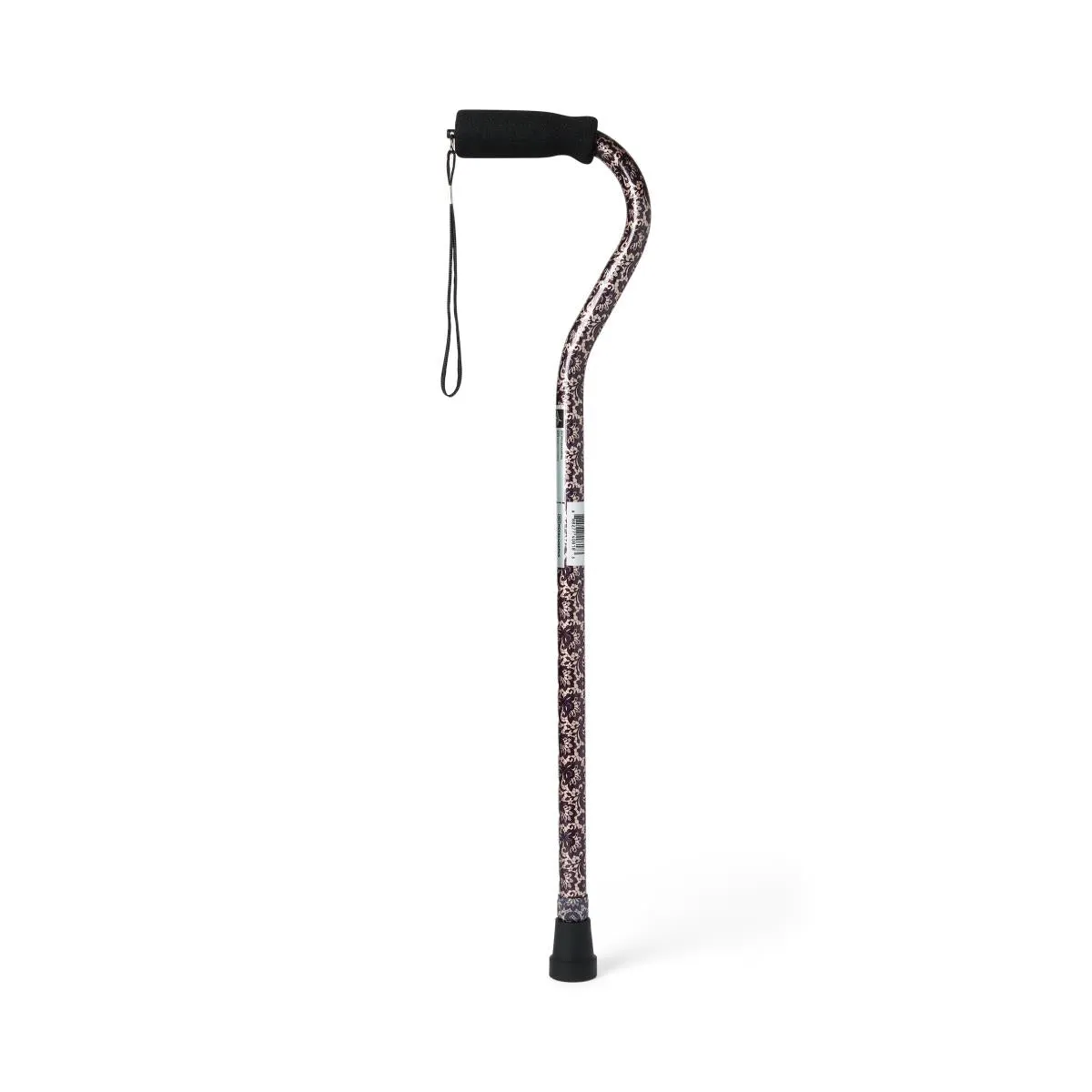 Aluminum Fashion Cane with Offset Handle, Black Paisley