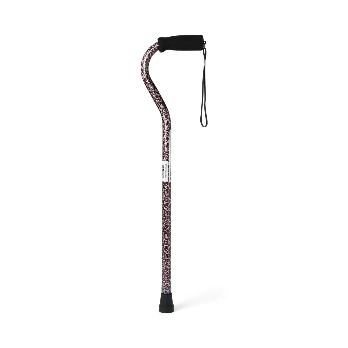 Aluminum Fashion Cane with Offset Handle, Black Paisley