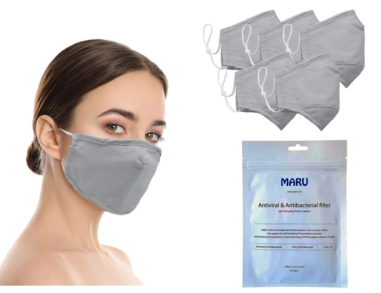 Amba7 Washable Reusable Anti-dust Cotton Cloth Face Mask Double Layer Covering 5 Pack With Filters (30 PCS) - in Stock USA Seller