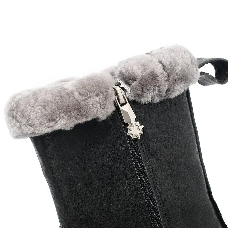 Shearling Lined Short Snow Boots for Cold Winter - Black, Brown, and Coffee - Dwarves Leather