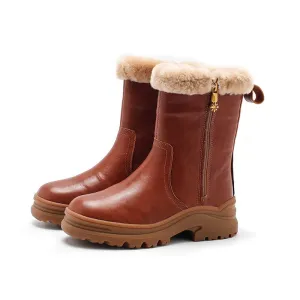 Shearling Lined Short Snow Boots for Cold Winter - Black, Brown, and Coffee - Dwarves Leather