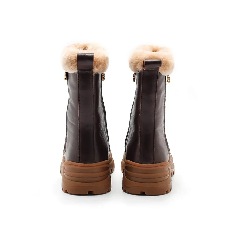Shearling Lined Short Snow Boots for Cold Winter - Black, Brown, and Coffee - Dwarves Leather