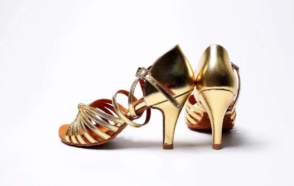 Focus.L001FE FOCUS GOLD LEATHER LATIN DANCE SHOES