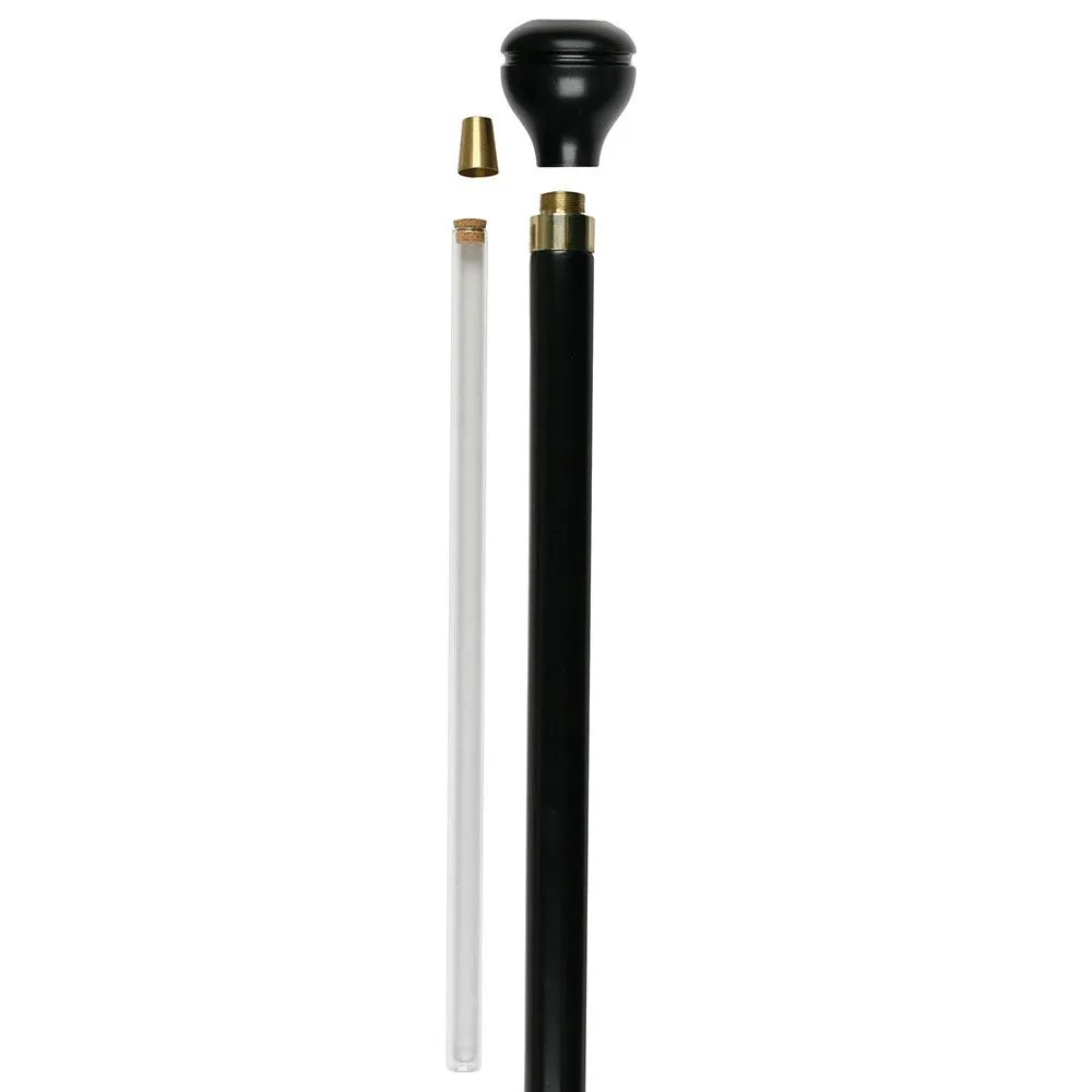Good Bye Tension Hello Pension Flask Walking Stick w/ Black Beechwood Shaft & Pewter Collar