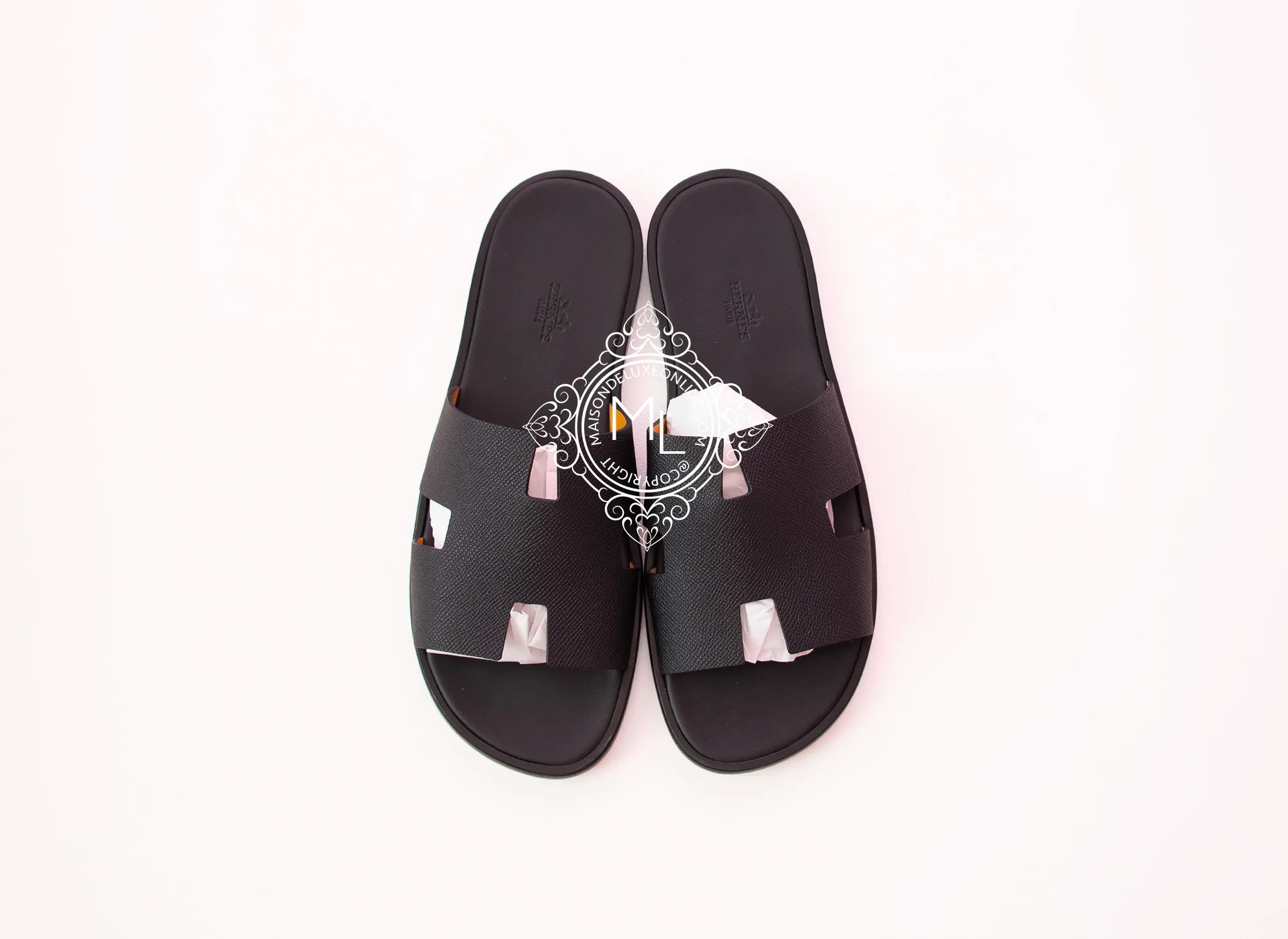 Stylish Hermes Mens Black Izmir Sandals Size 43.5 - Premium Comfort Footwear