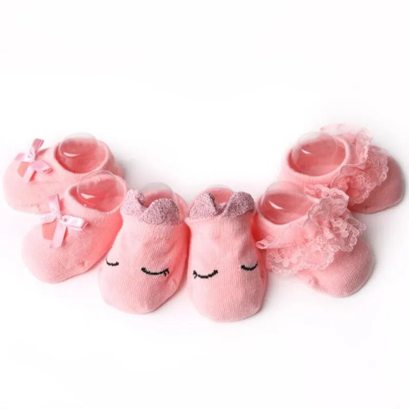 Lace Bows and Flower Socks for Toddlers - 3 Pairs