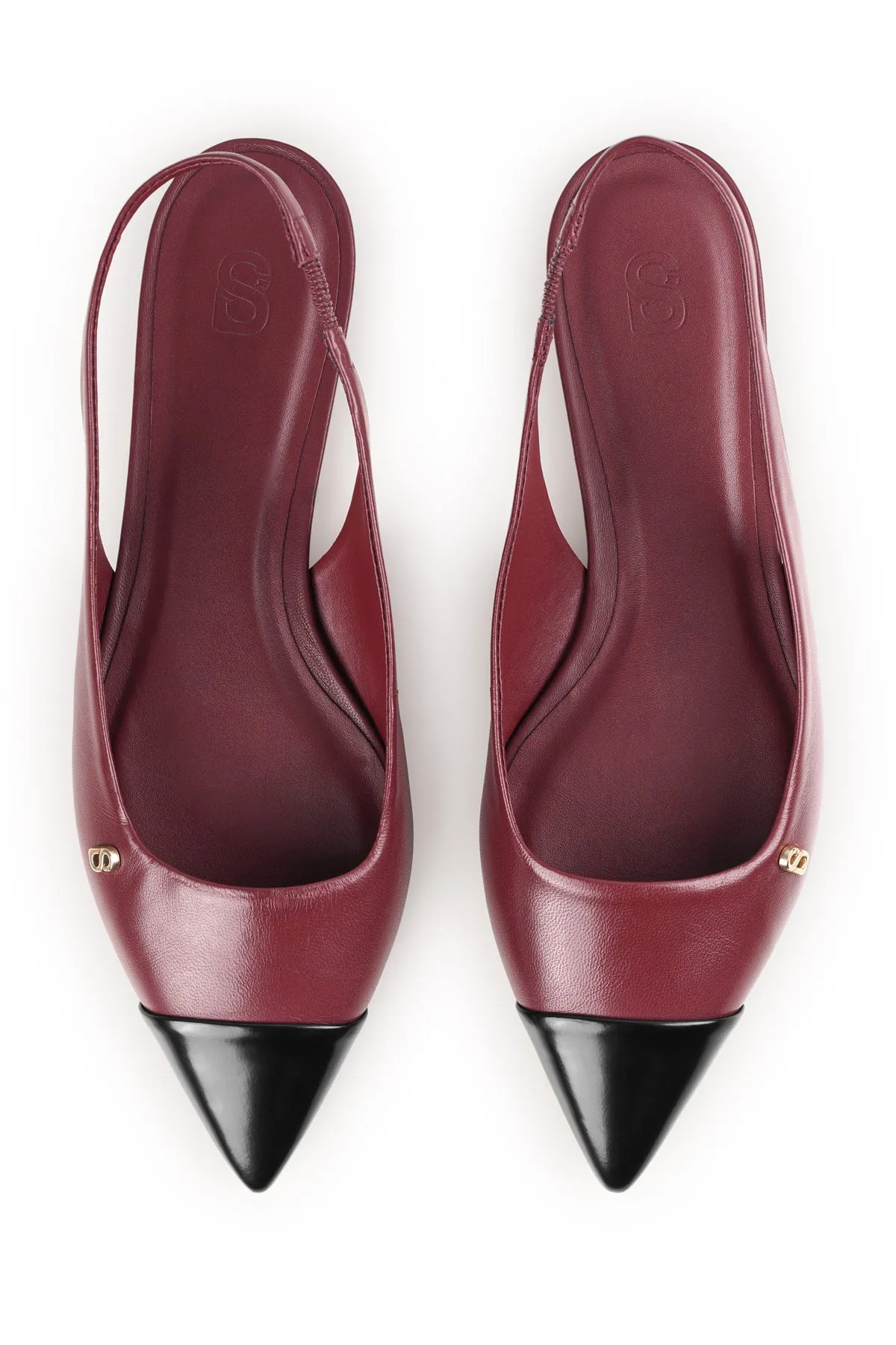 Lena Slingback Shoes - Burgundy