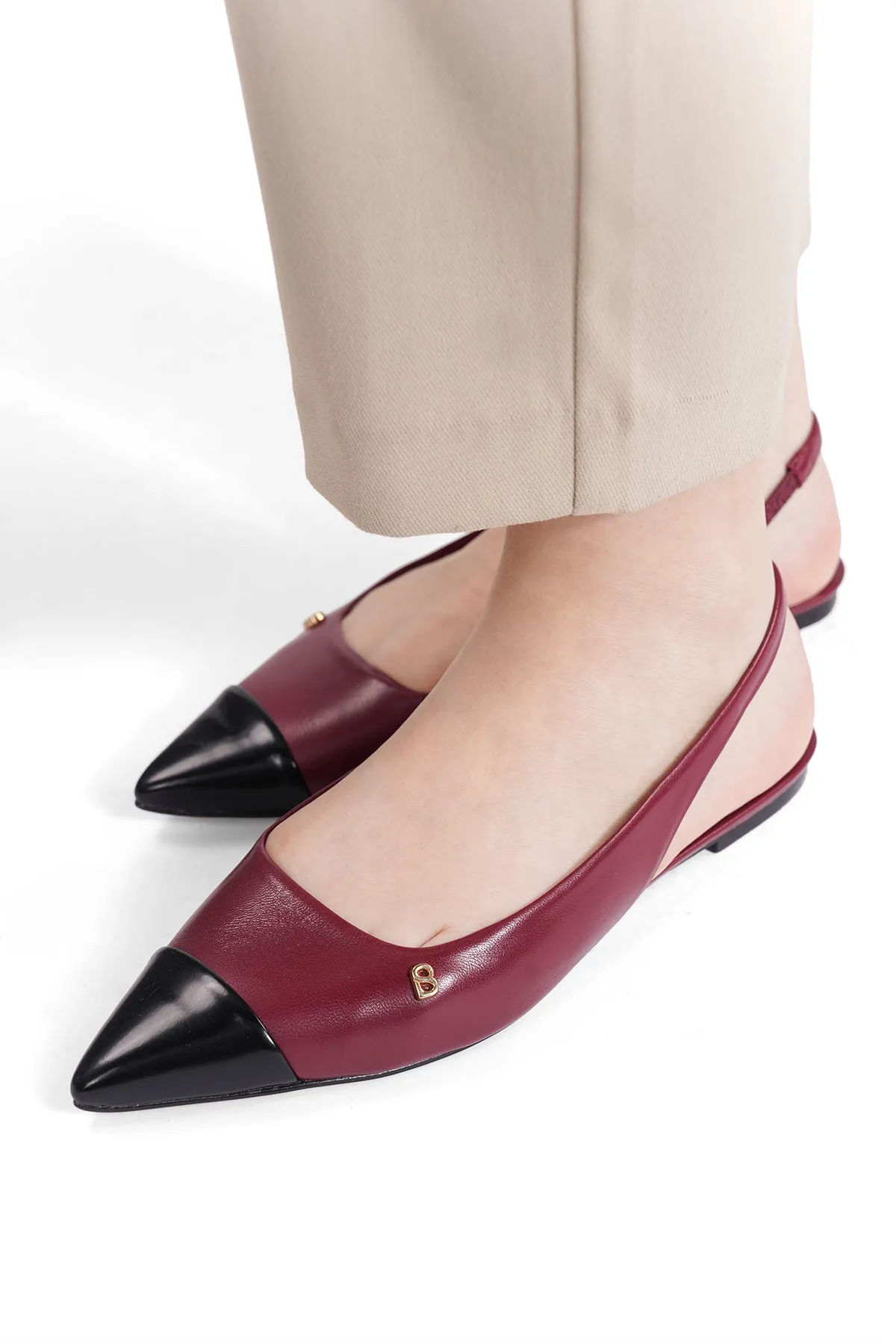 Lena Slingback Shoes - Burgundy