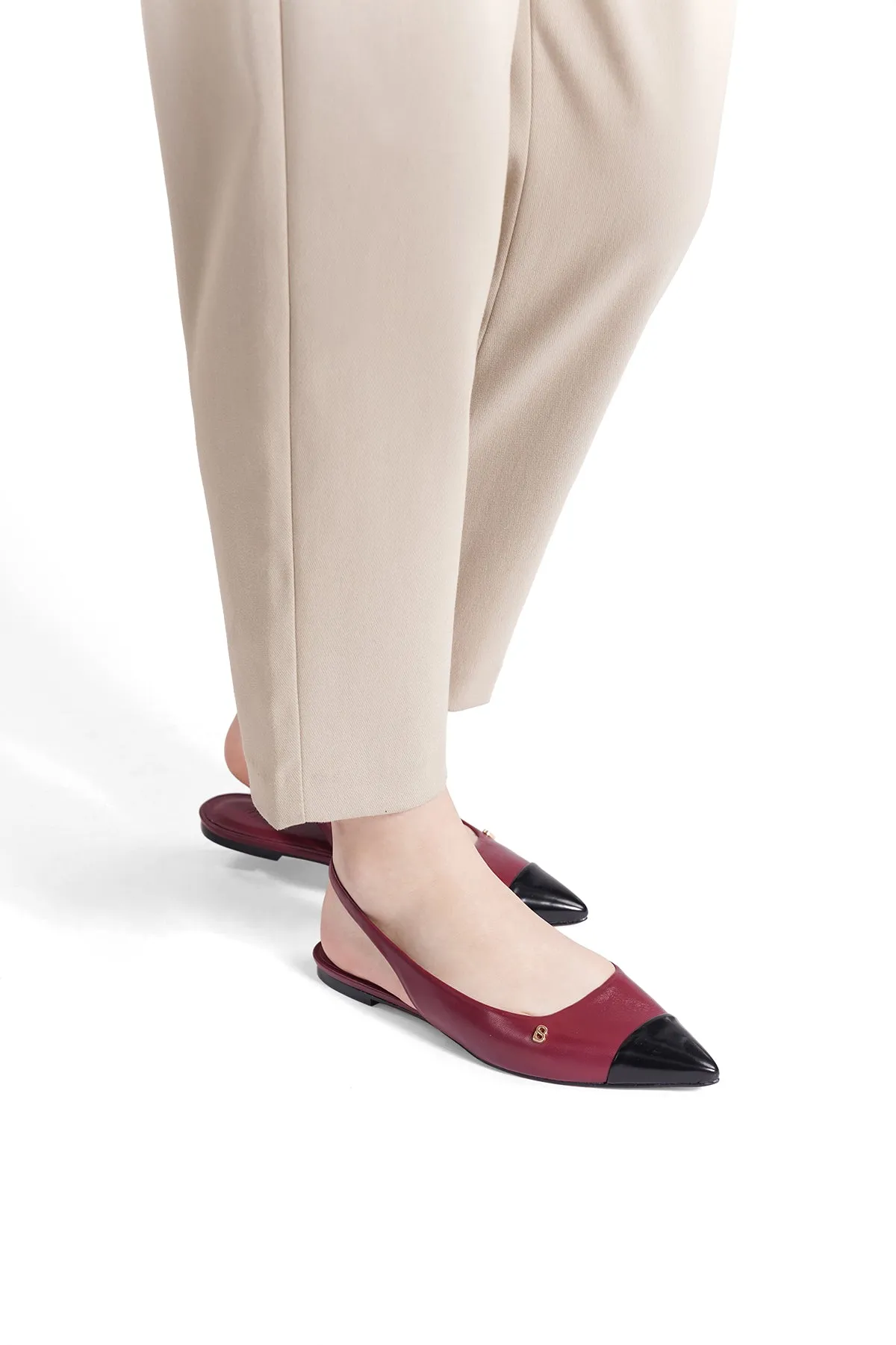 Lena Slingback Shoes - Burgundy