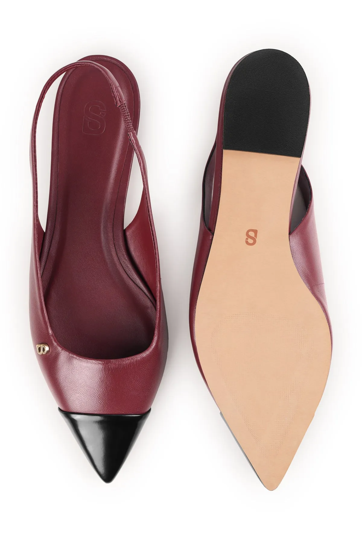 Lena Slingback Shoes - Burgundy