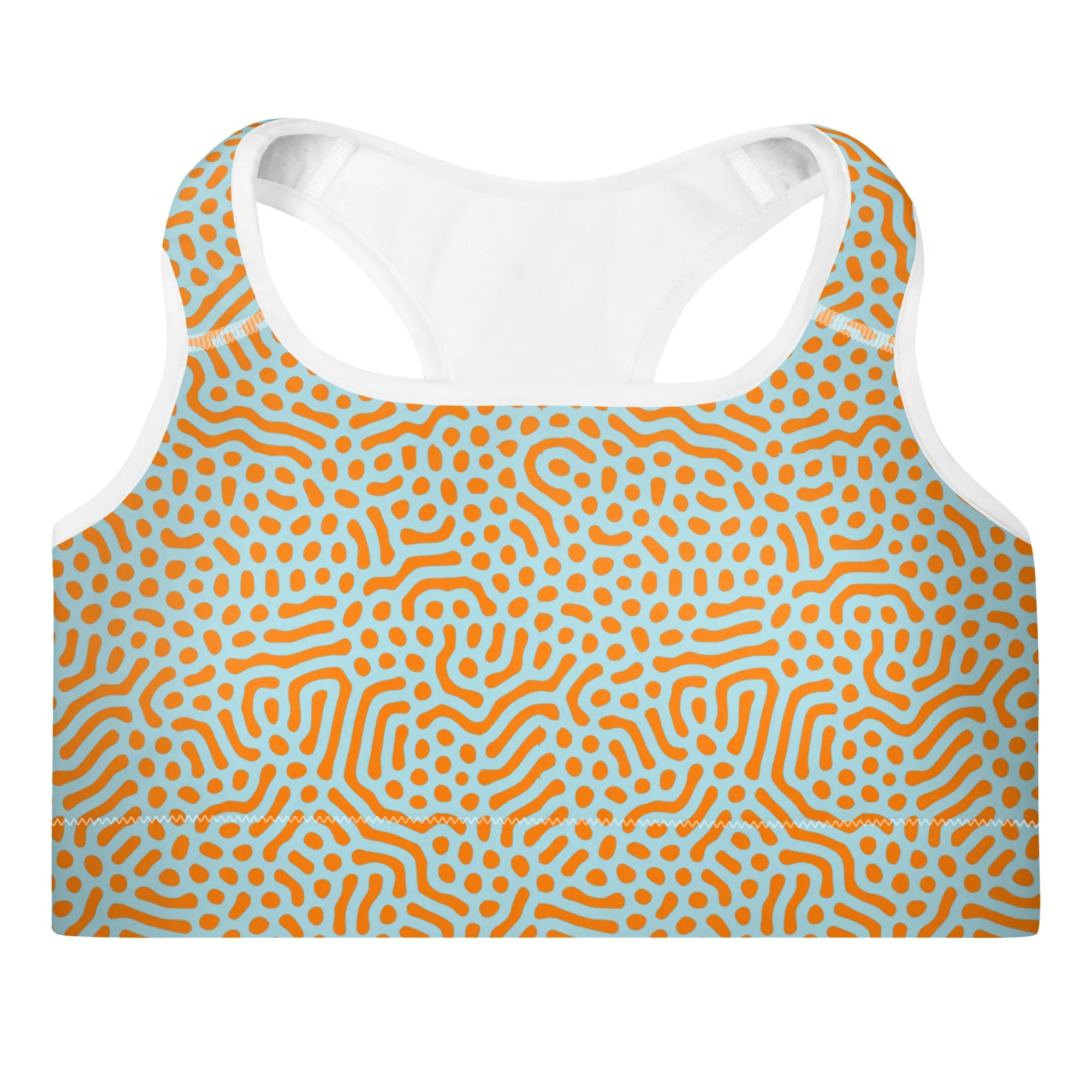 Life League Gear - "High Viz Coral and Blue" - (White or Black Trim) Women's Padded Sports Bra / Dive Top