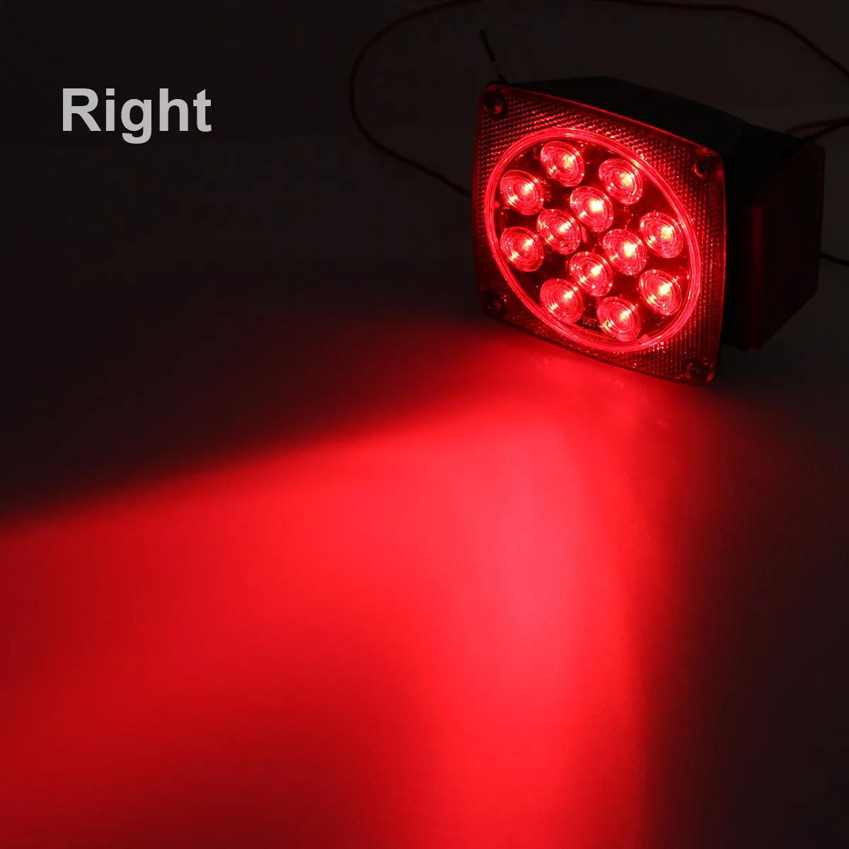Partsam 12V Waterproof Square LED Trailer Tail Light Kit Clear Lens Red Trailer Brake Stop Tail Turn Signal Running Lights License Kit for Camper Truck RV Boat Trailer Snowmobile Marine Under 80inch