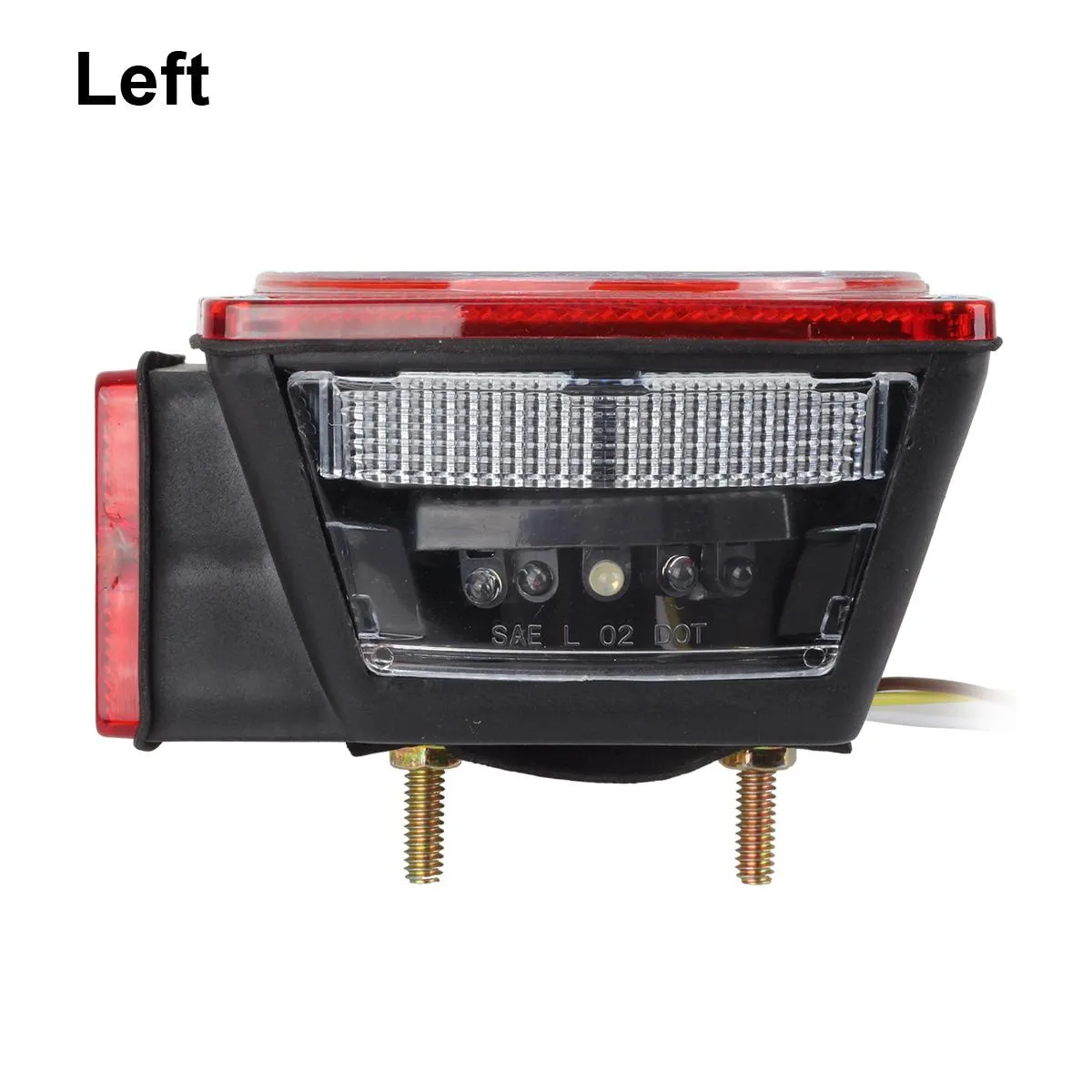Partsam 12V Waterproof Square LED Trailer Tail Light Kit Clear Lens Red Trailer Brake Stop Tail Turn Signal Running Lights License Kit for Camper Truck RV Boat Trailer Snowmobile Marine Under 80inch