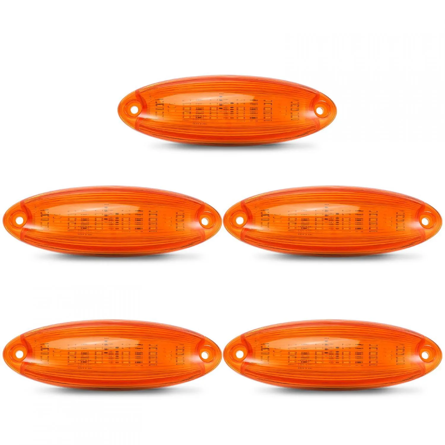 Partsam 5pcs Waterproof Amber Lens Yellow 6 LED Top Cab Marker Roof Running Lights Lamps Replacement for Freightliner Cascadia Heavy Duty Truck