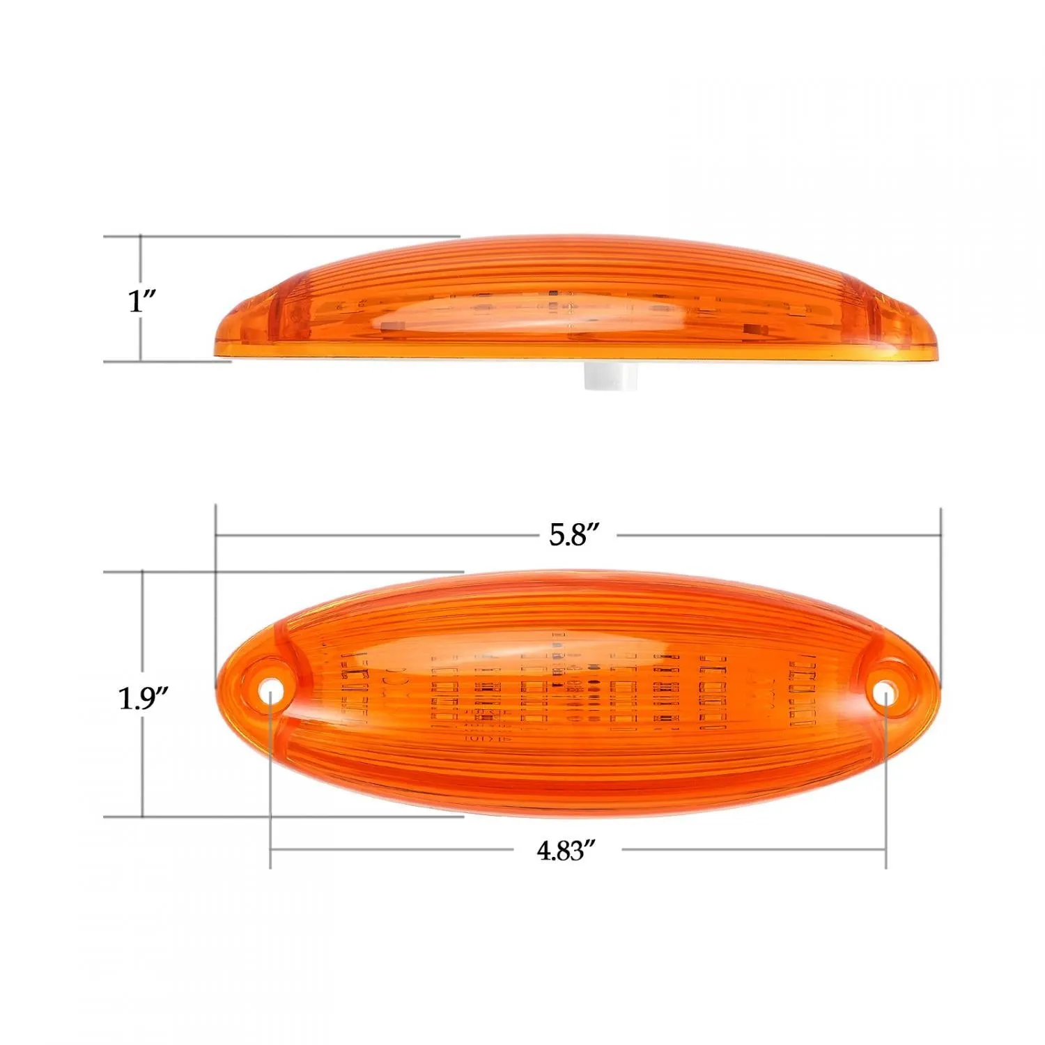 Partsam 5pcs Waterproof Amber Lens Yellow 6 LED Top Cab Marker Roof Running Lights Lamps Replacement for Freightliner Cascadia Heavy Duty Truck