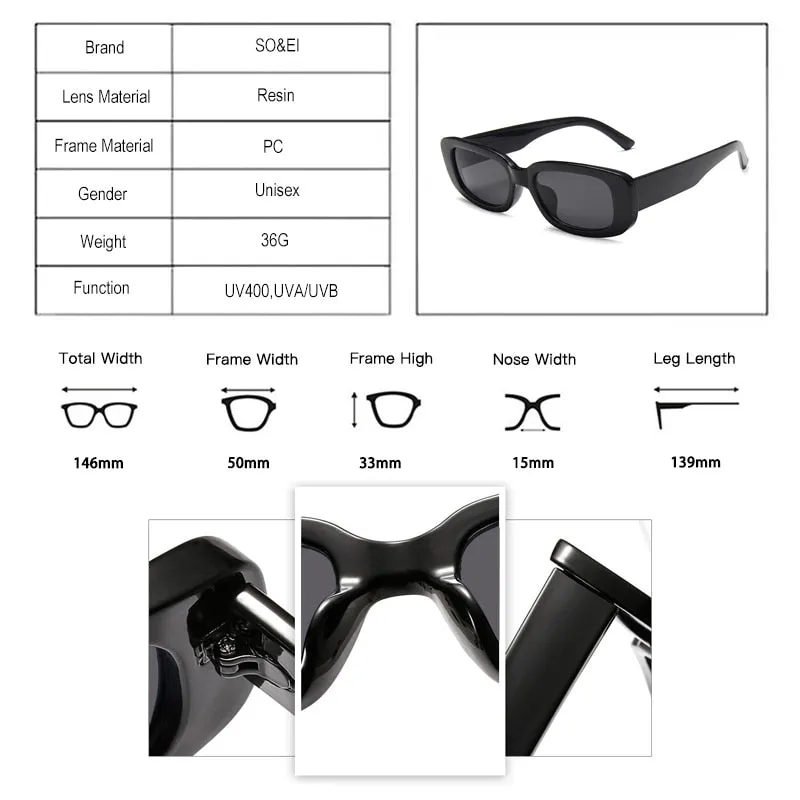 Rectangle Sunglasses Women Vintage Trending Square Shades UV400 Men Outdoor Sun Glasses