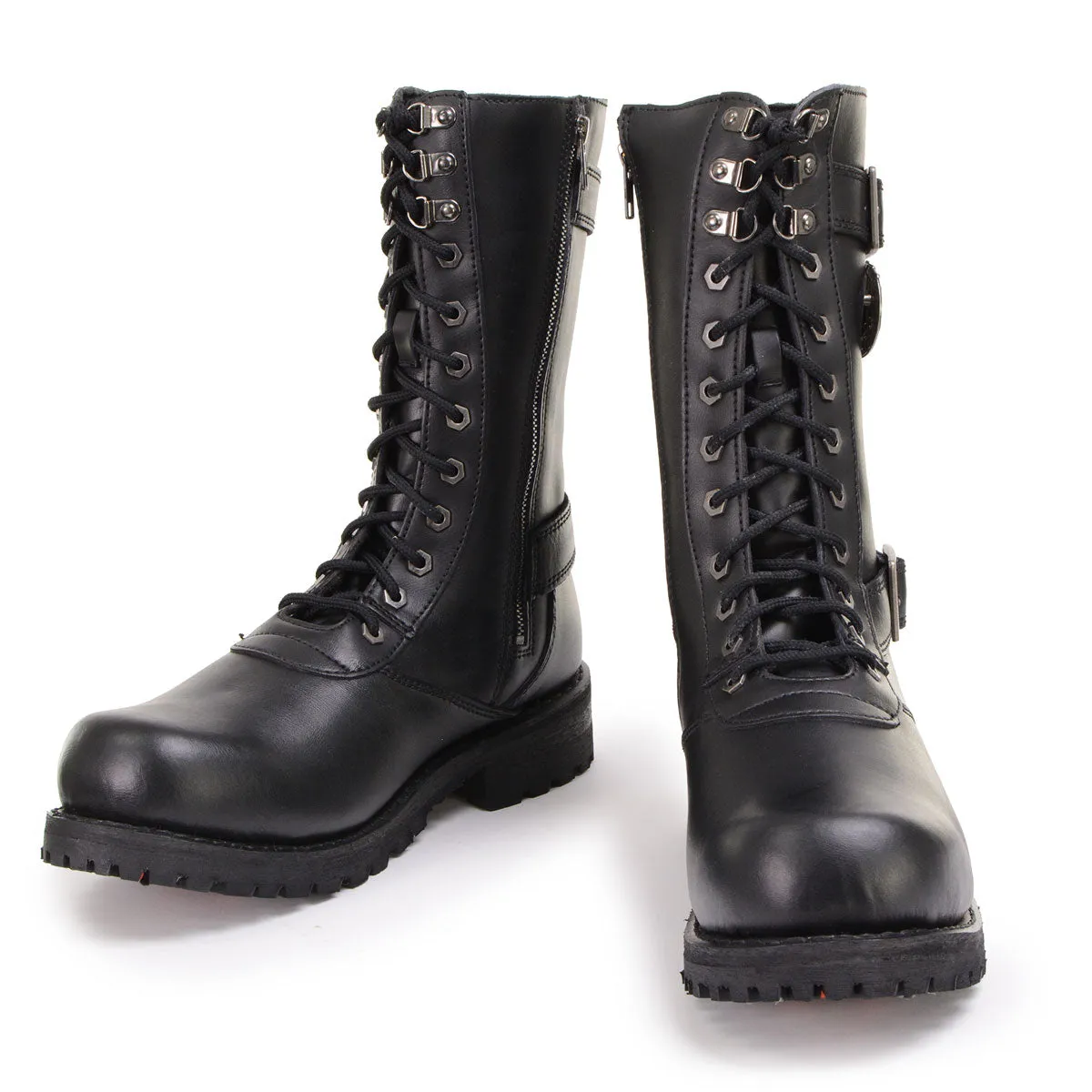 Xelement X19409 Men's Black Fury 12-Inch Leather LaceUp Motorcycle