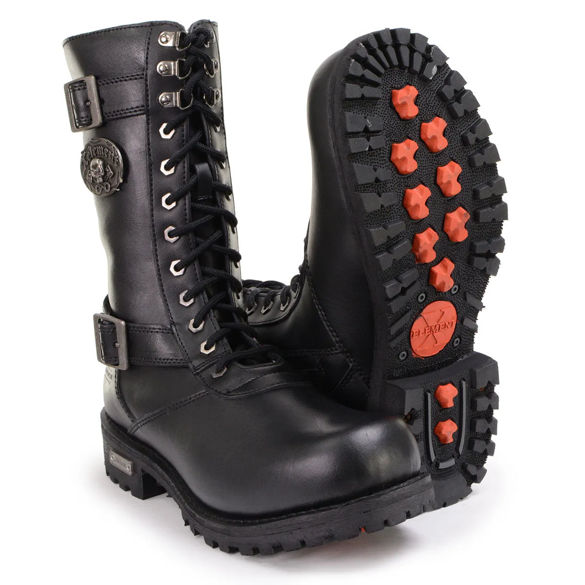 Xelement X19409 Men's Black Fury 12-Inch Leather LaceUp Motorcycle