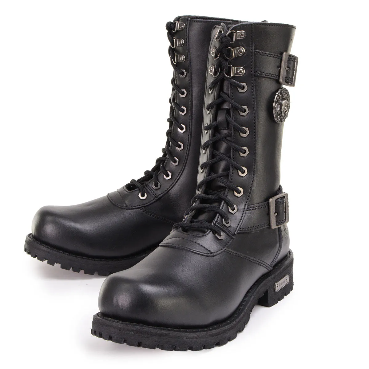 Xelement X19409 Men's Black Fury 12-Inch Leather LaceUp Motorcycle