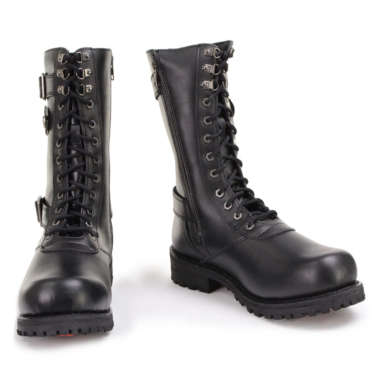 Xelement X19409 Men's Black Fury 12-Inch Leather LaceUp Motorcycle