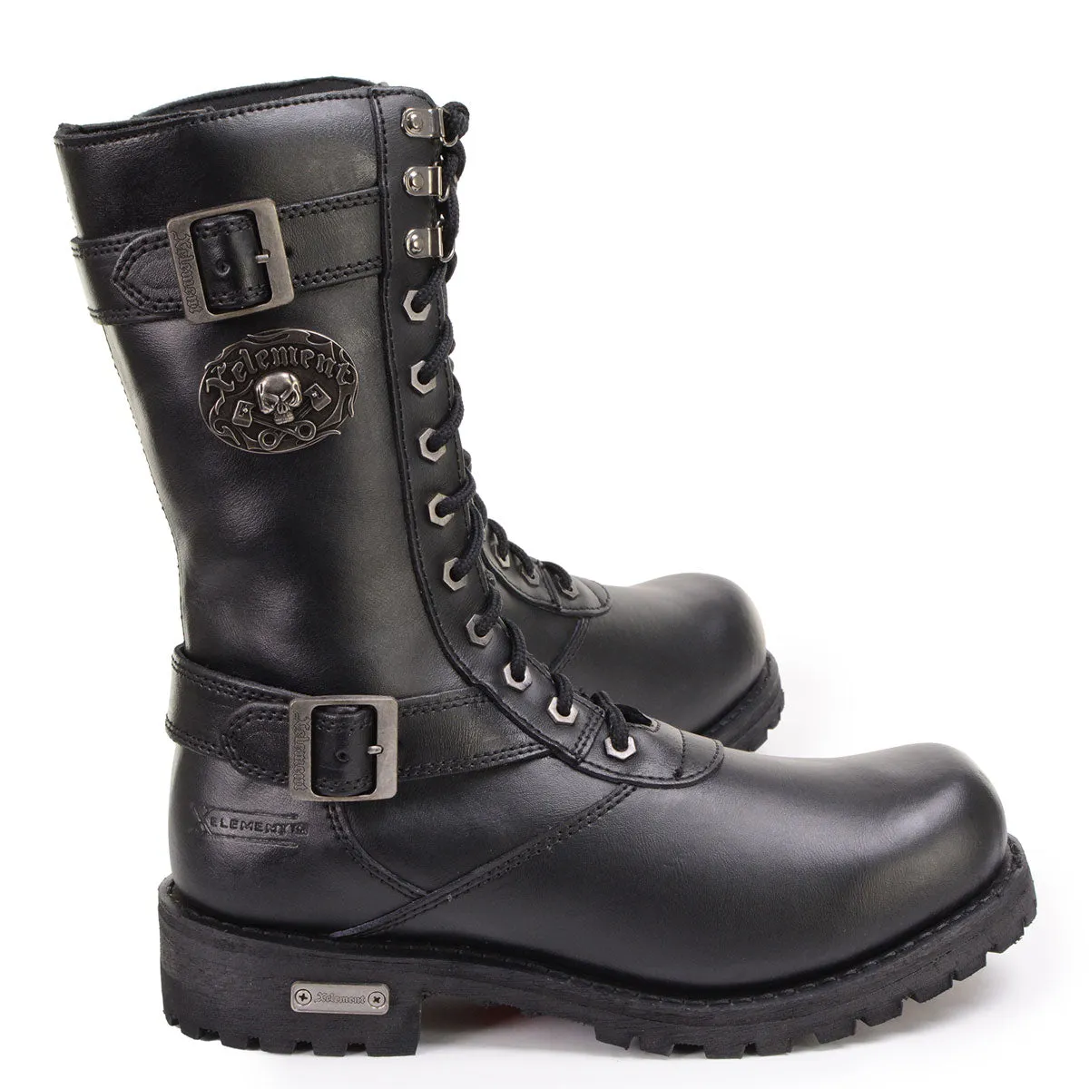 Xelement X19409 Men's Black Fury 12-Inch Leather LaceUp Motorcycle