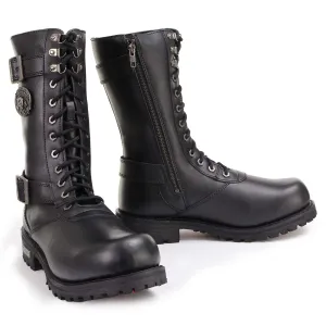 Xelement X19409 Men's Black Fury 12-Inch Leather LaceUp Motorcycle